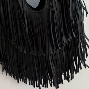 Black Fringe Shoulder Bag - Stylish Women's Handbag